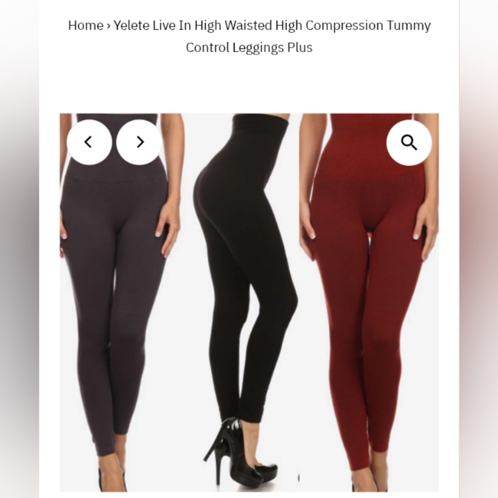 Yelete Women's High Waisted Compression Leggings - Black